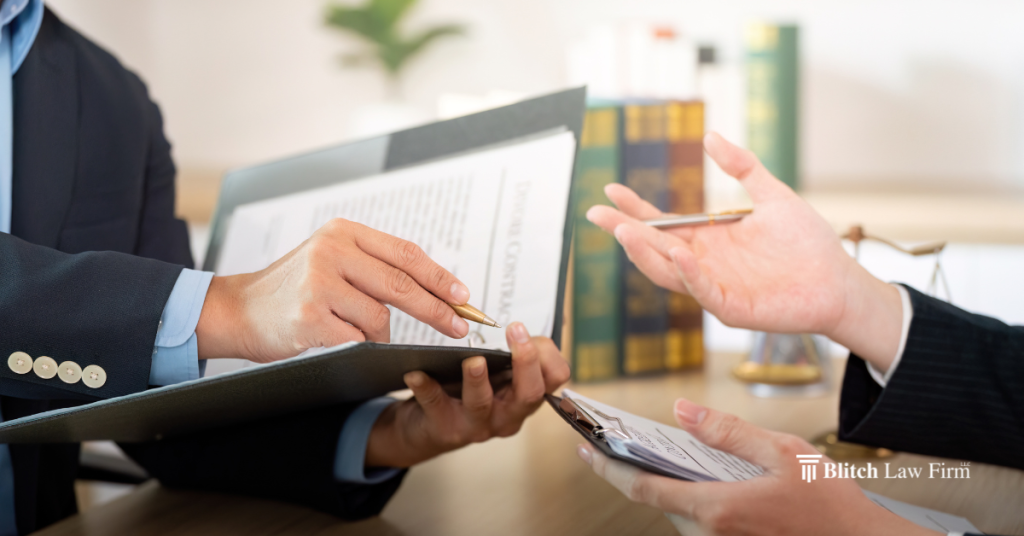 estate planning attorney reviewing assets with a client